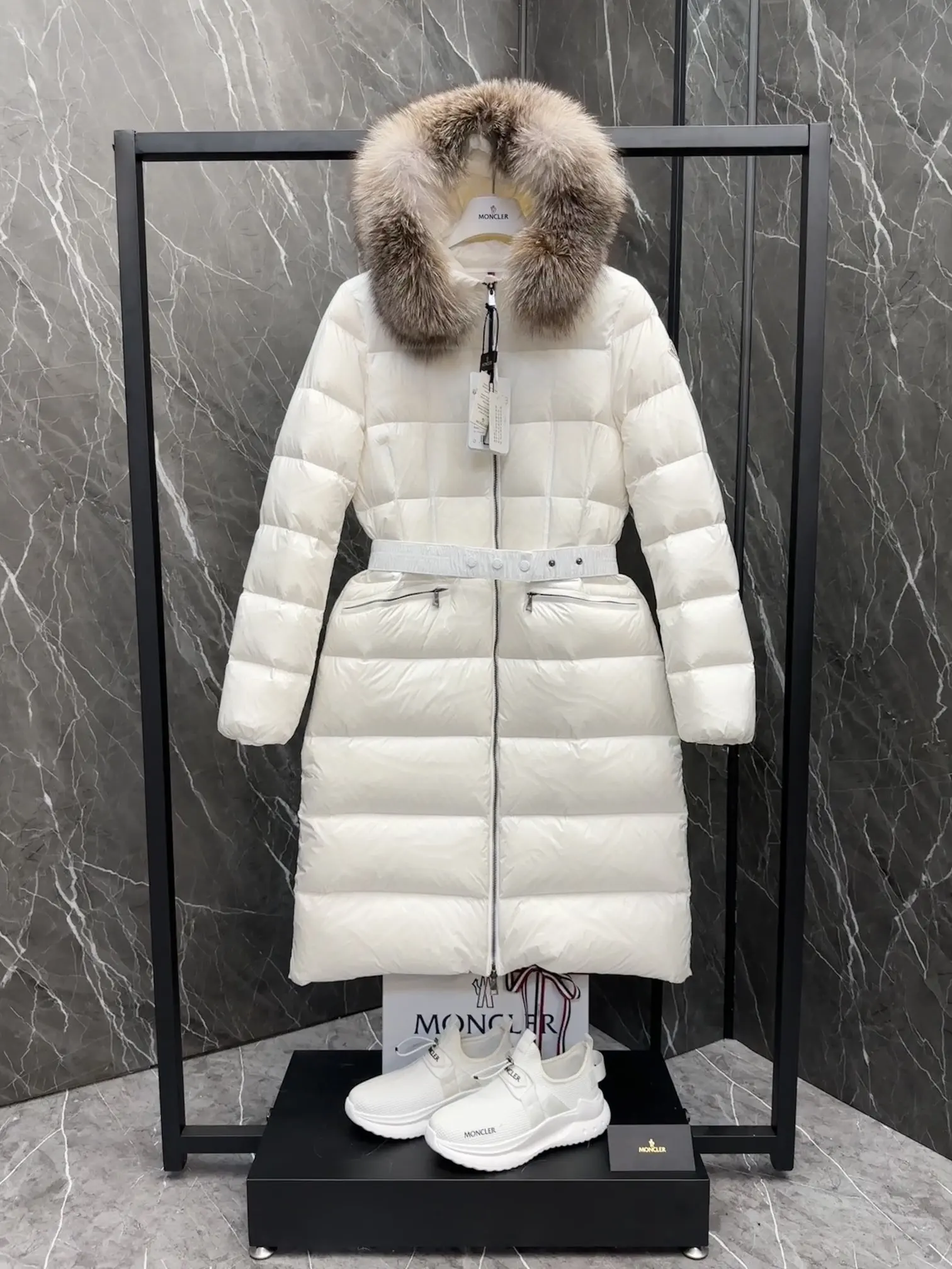 Moncler Boedic Fur-Trimmed Down Coat D70020894 — view 3