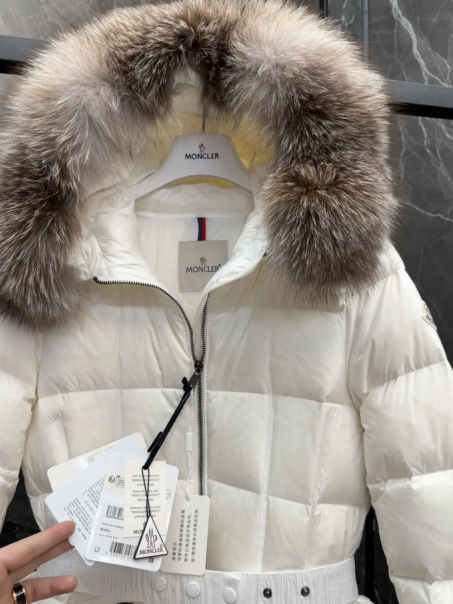 Moncler Boedic Fur-Trimmed Down Coat D70020894 — view 4