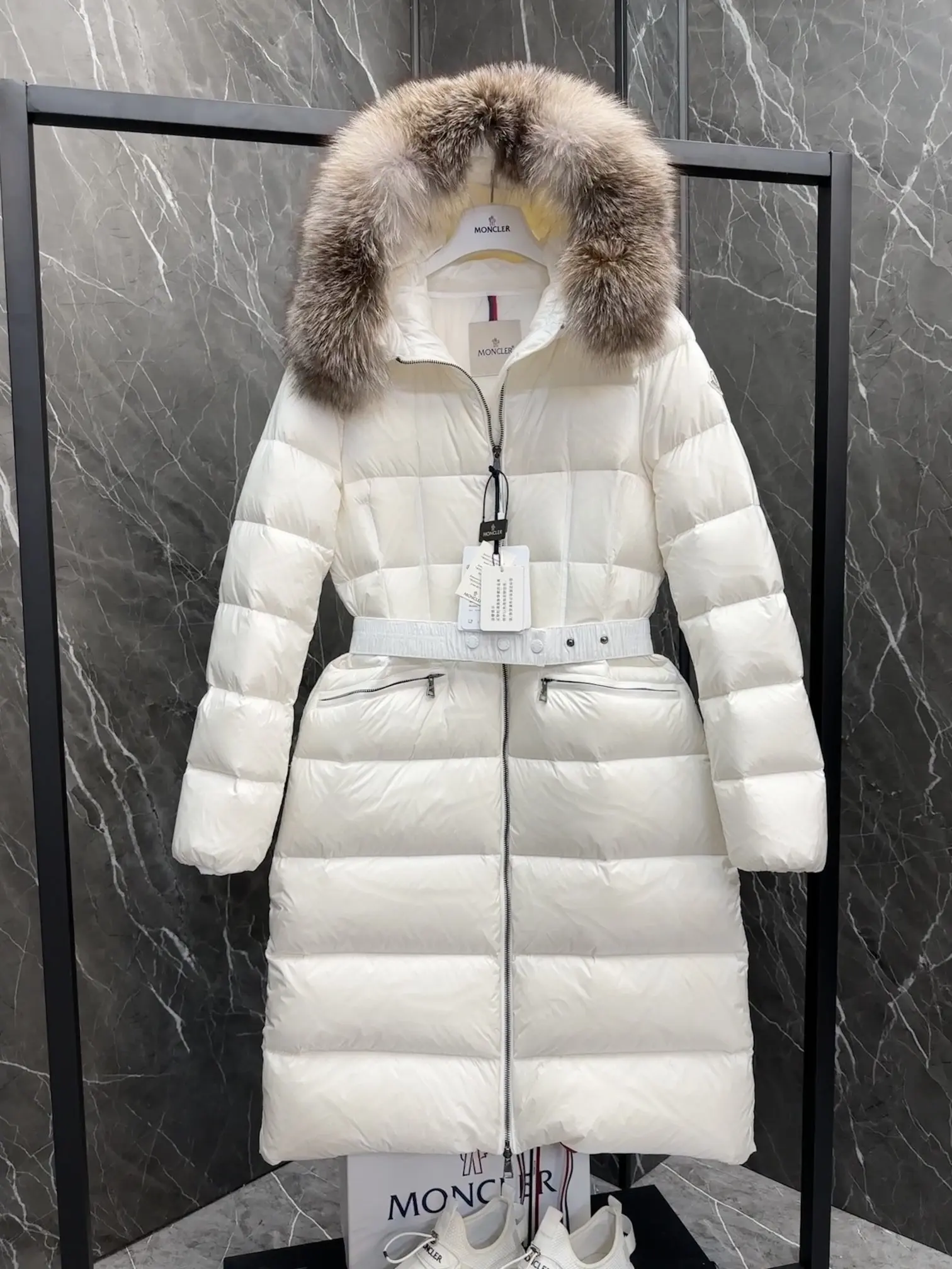 Moncler Boedic Fur-Trimmed Down Coat D70020894 — view 5
