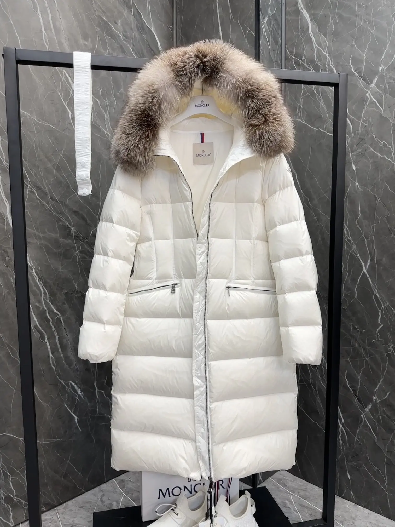 Moncler Boedic Fur-Trimmed Down Coat D70020894 — view 6