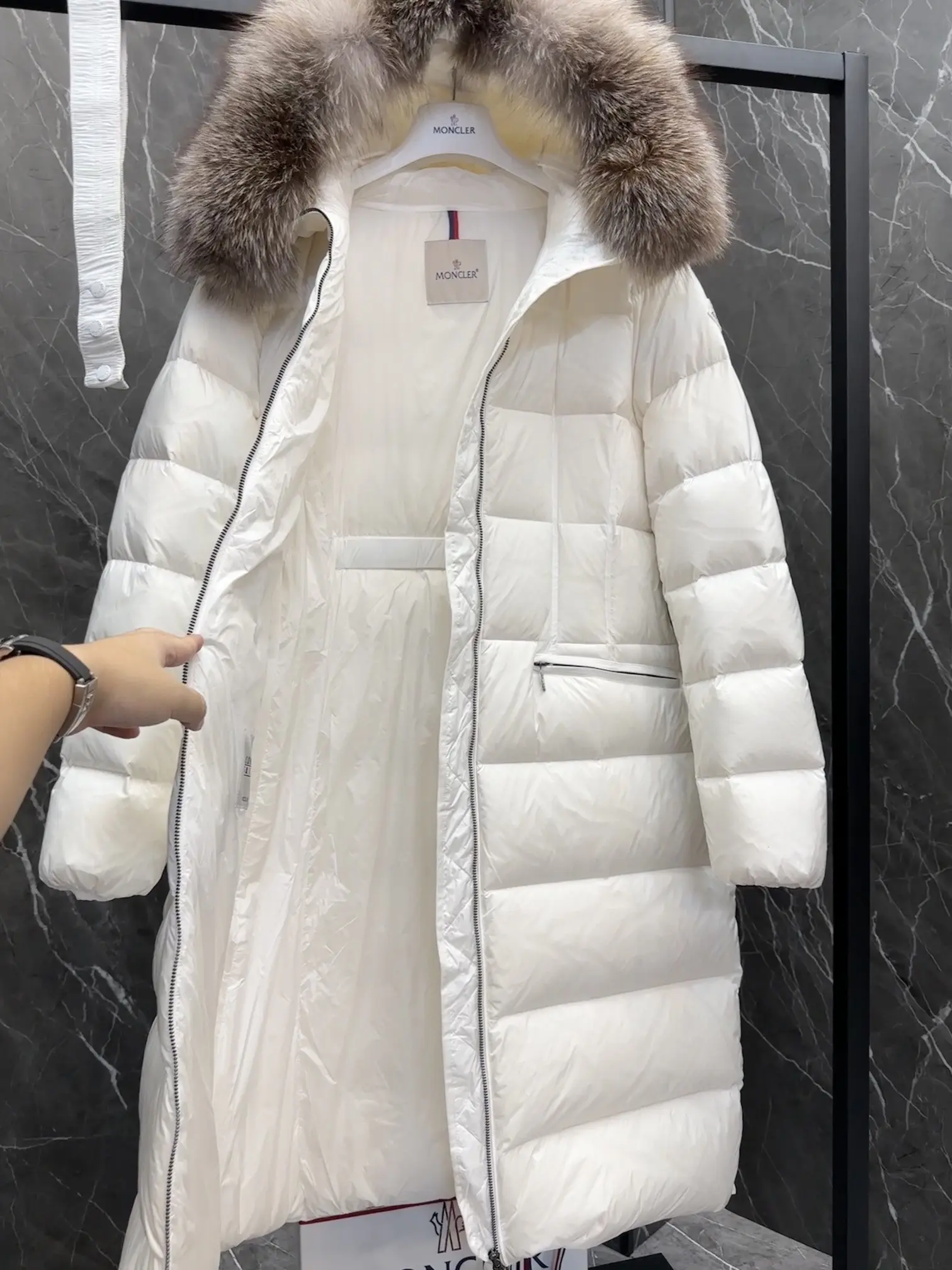 Moncler Boedic Fur-Trimmed Down Coat D70020894 — view 7