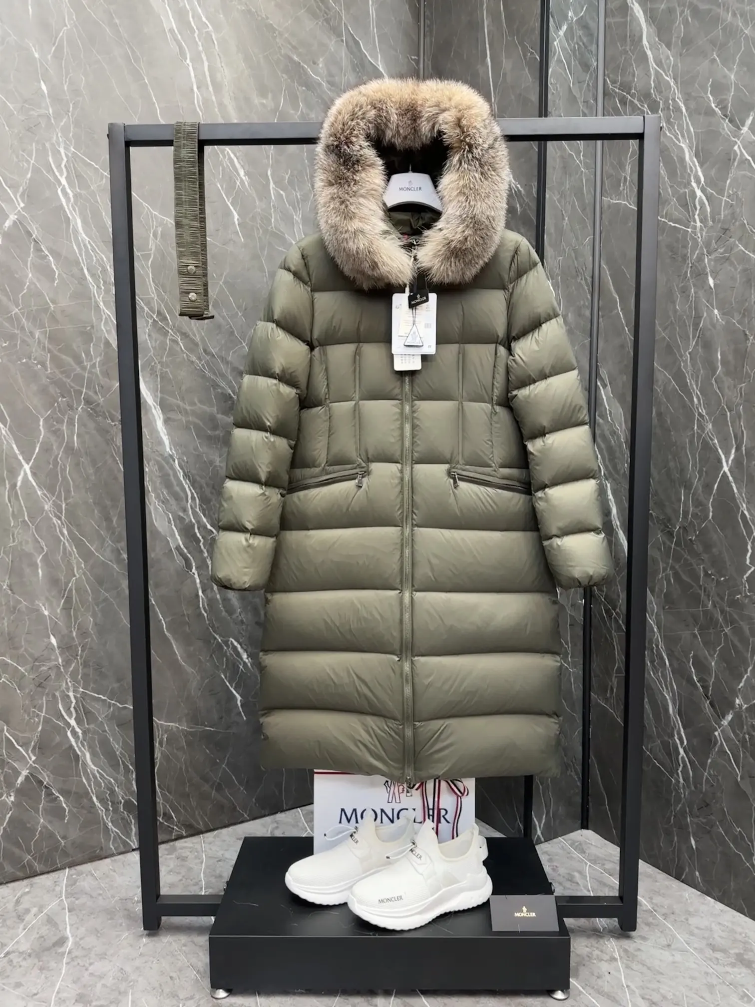 Moncler Boedic Fur-Trimmed Belted Down Coat D70020895