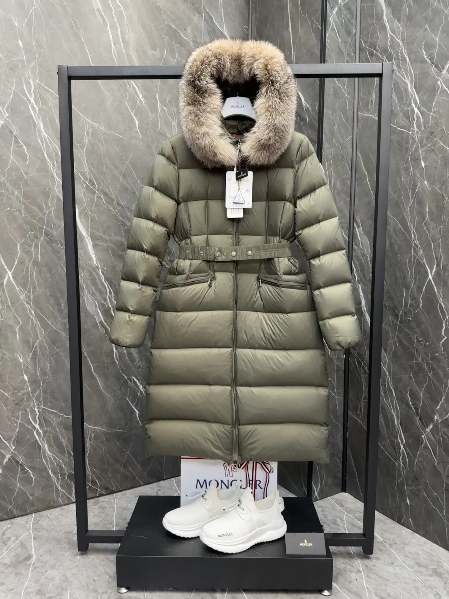 Moncler Boedic Fur-Trimmed Belted Down Coat D70020895 — view 2