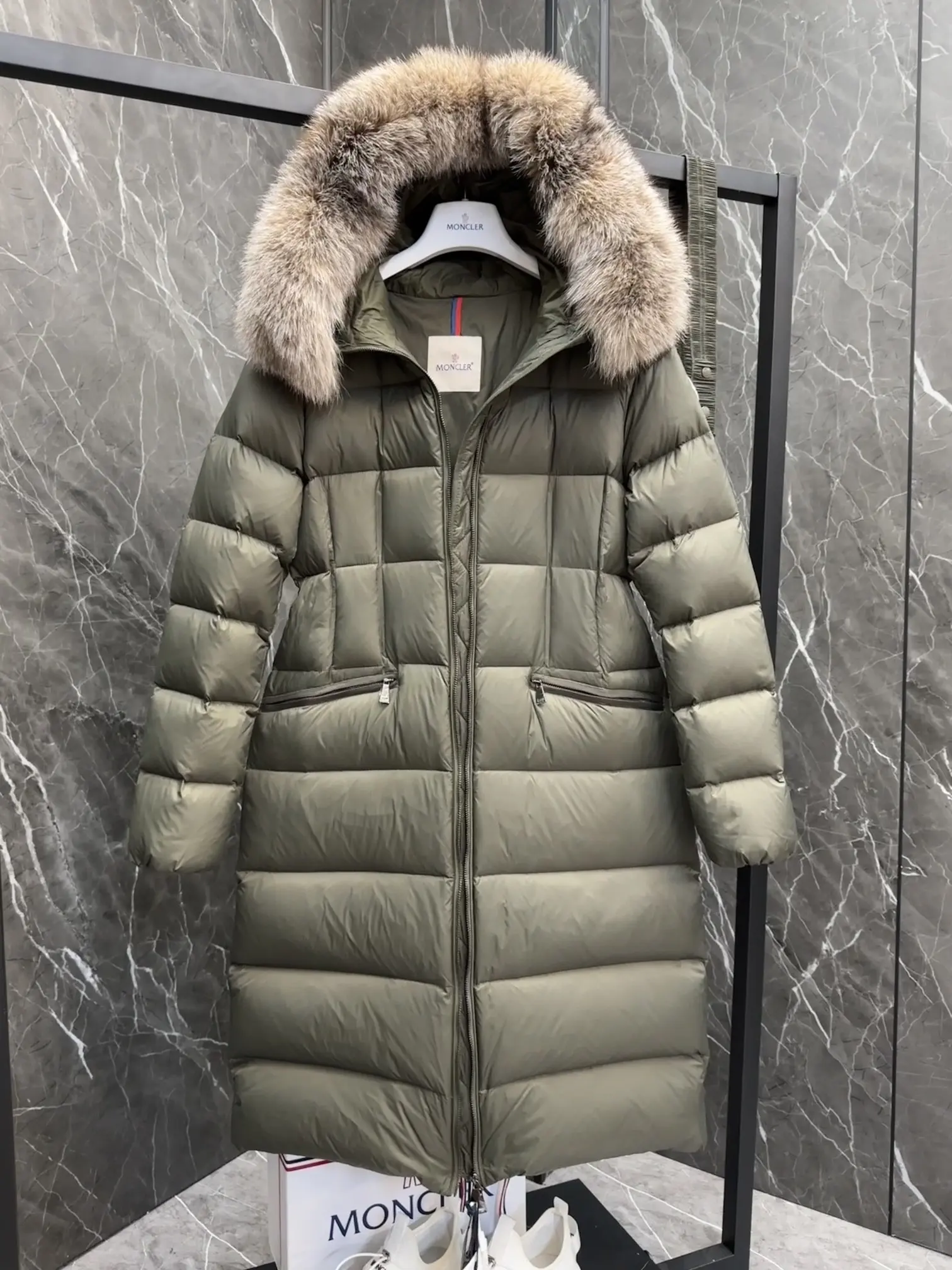 Moncler Boedic Fur-Trimmed Belted Down Coat D70020895 — view 6