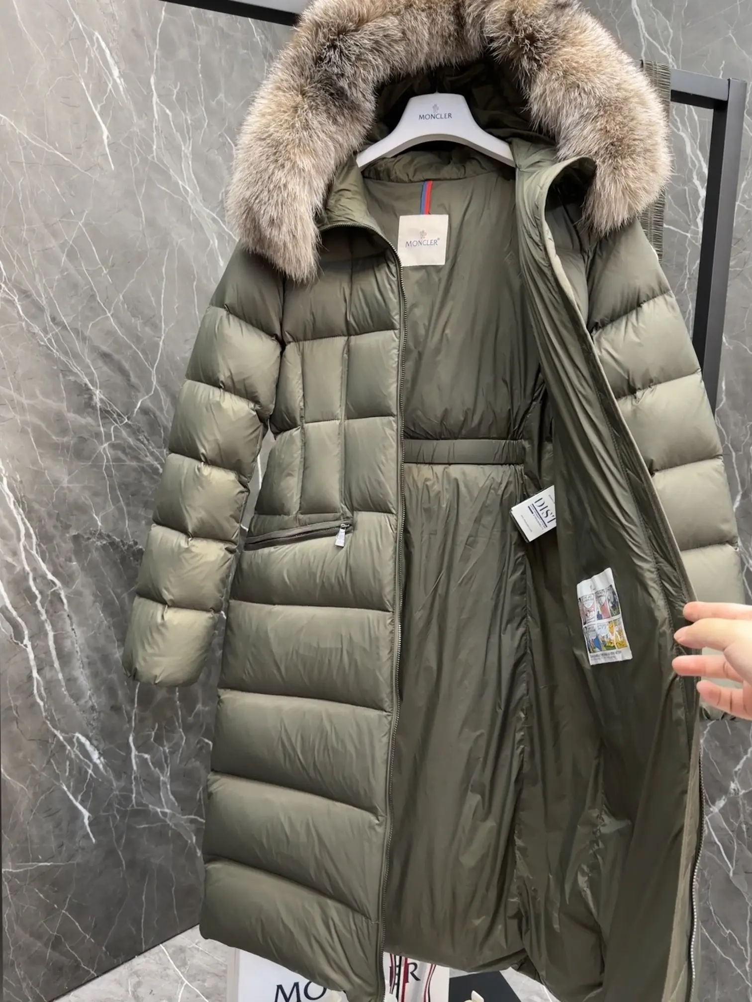 Moncler Boedic Fur-Trimmed Belted Down Coat D70020895 — view 8