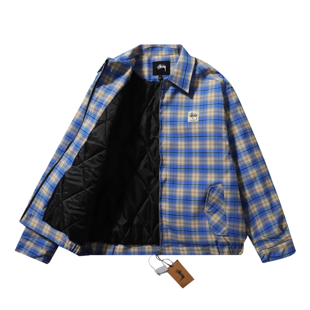 Padded Plaid Zip-Up Shirt Jacket D13515654 — view 3