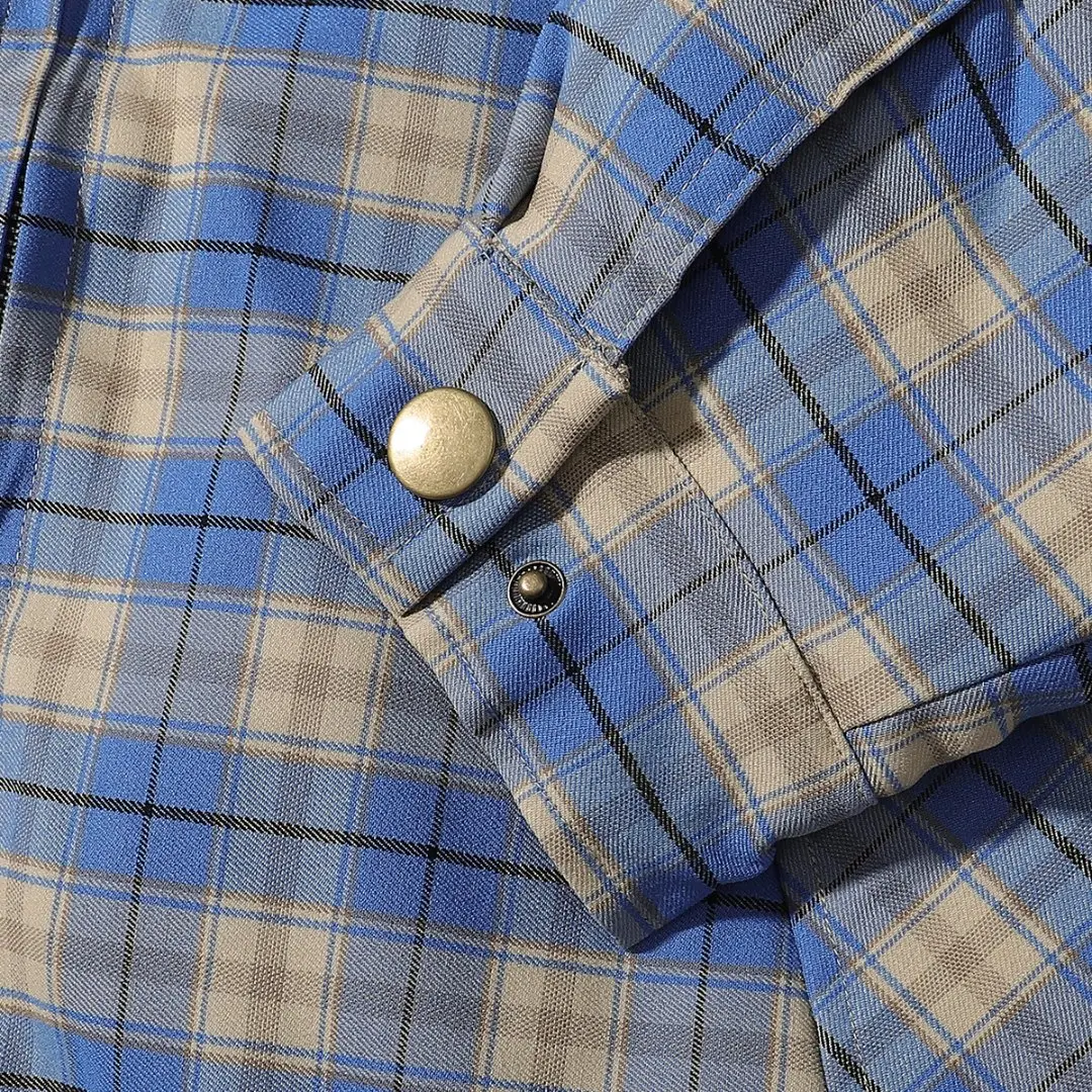 Padded Plaid Zip-Up Shirt Jacket D13515654 — view 8