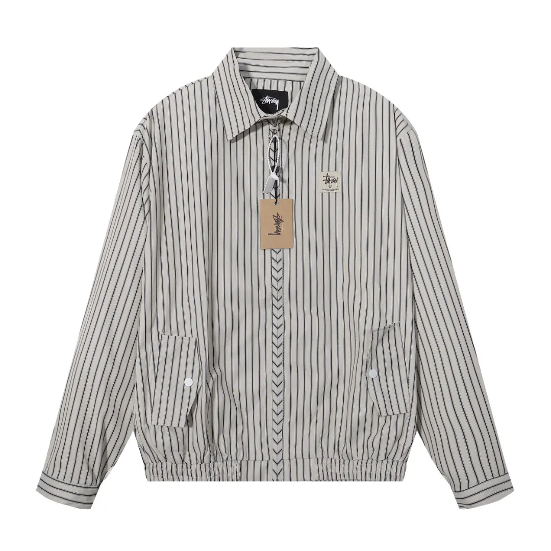 Striped Zip-Up Shirt Jacket D10515651