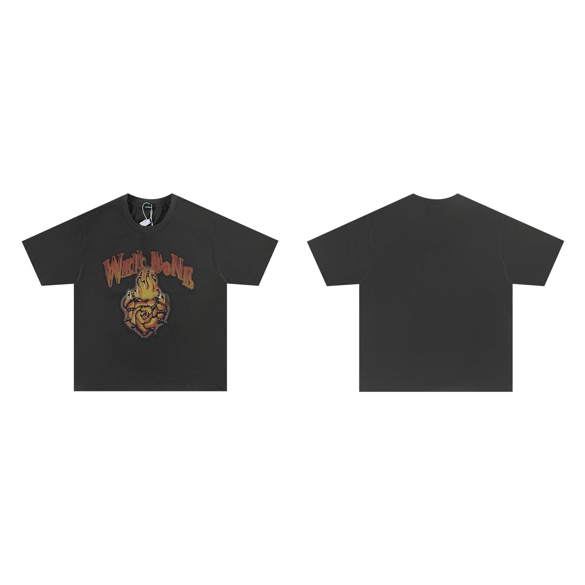 Flame Rose Graphic Oversized T-Shirt D10511392